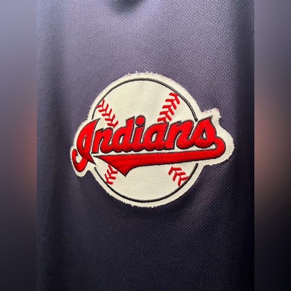 Vintage MLB Cleveland Indians Baseball Fleece V Neck Heavyweight Tee XL - Picture 2 of 4